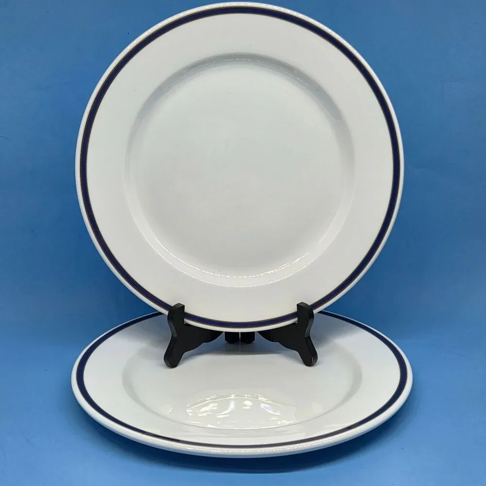 Royal Doulton Ultimate Hotel Fine Bone China Set Of 2 White With Blue/Gold Trim